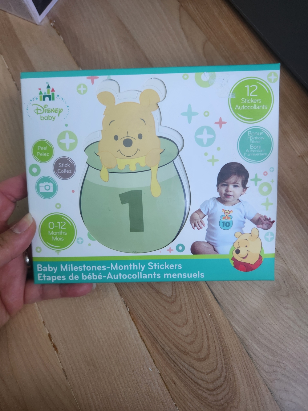 Disney Baby Winnie the Pooh Monthly Milestone Stickers - Green, Teal, Yellow